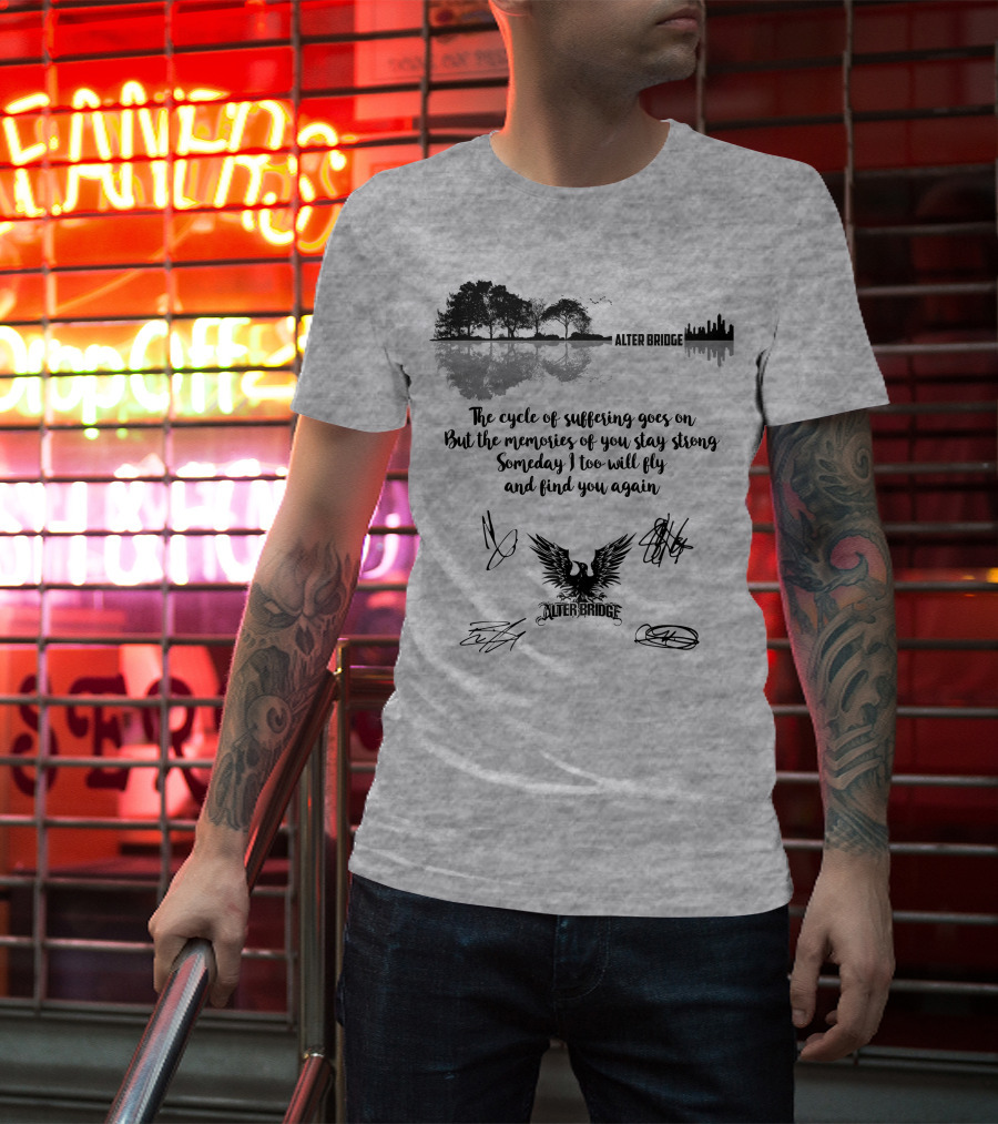 Alter Bridge Cycle Of Suffering Reflection Skyline Eagle Signatures T-Shirt