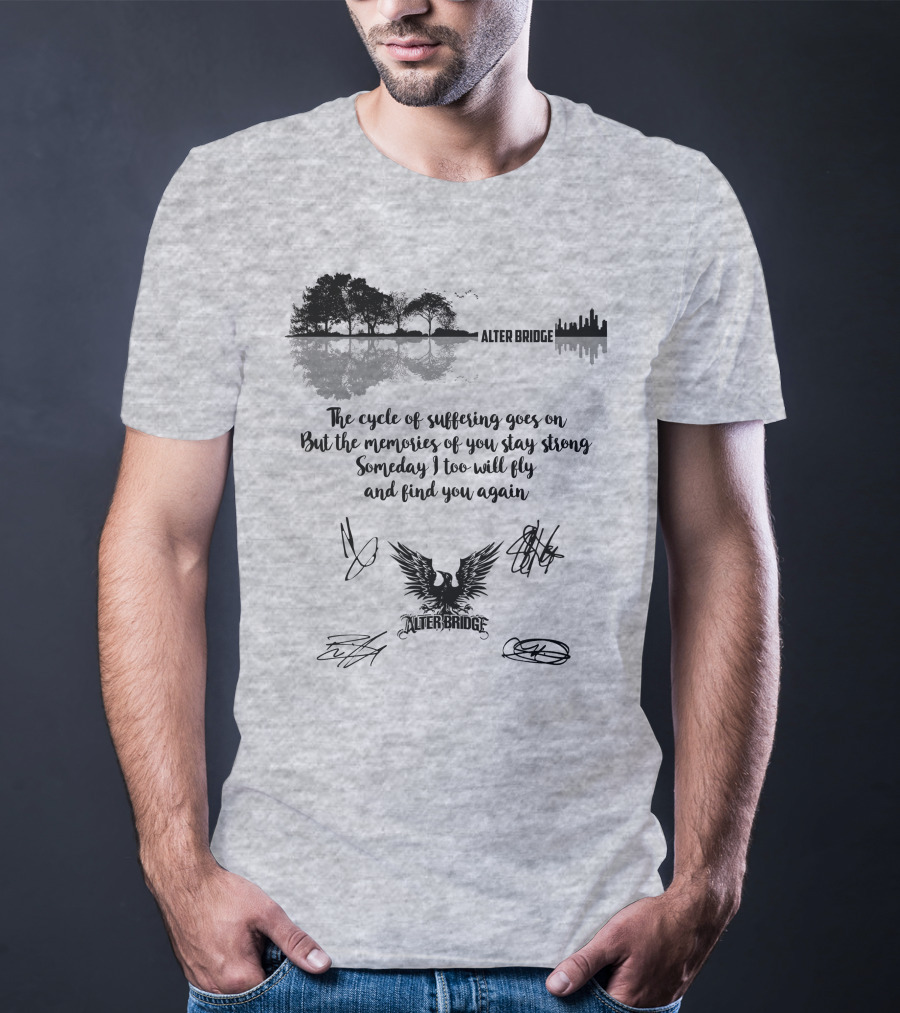 Alter Bridge Cycle Of Suffering Reflection Skyline Eagle Signatures T-Shirt