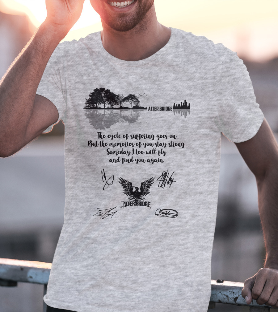 Alter Bridge Cycle Of Suffering Reflection Skyline Eagle Signatures T-Shirt
