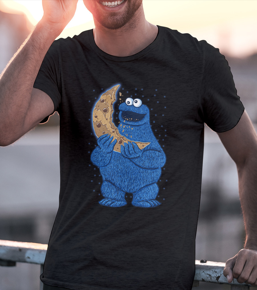 Cookie Monster Eating Moon Cookie T-Shirt