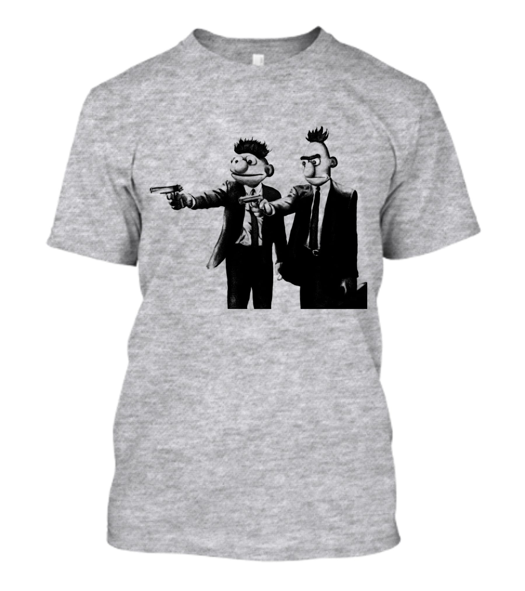 Pulp Fiction Style Characters On Yellow T-Shirt