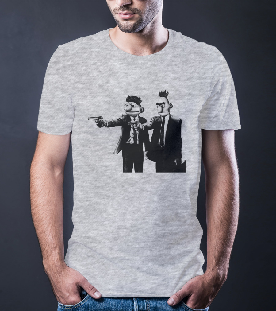 Pulp Fiction Style Characters On Yellow T-Shirt