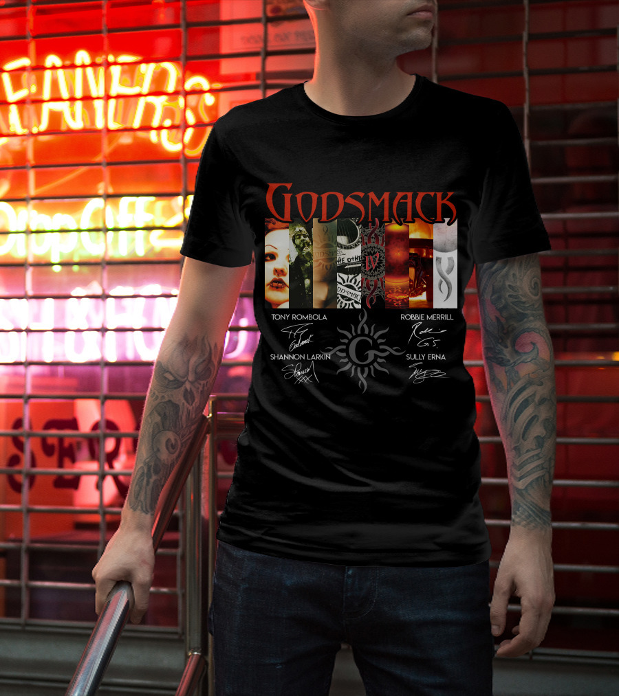 Godsmack Iv Tony Rombola Robbie Merrill Shannon Larkin Sully Erna Signatures T-Shirt