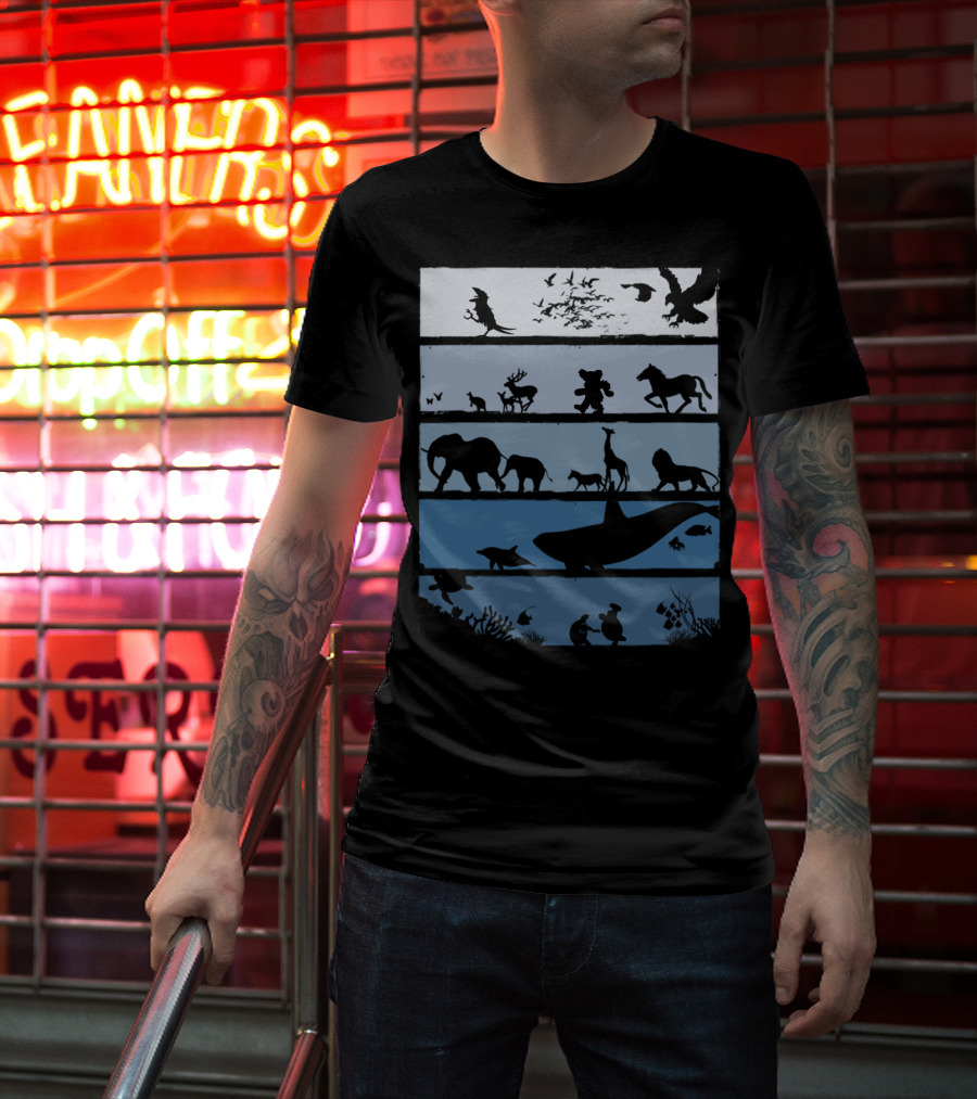 Animal Silhouettes Across Habitats Story T-Shirt