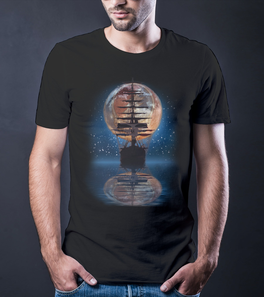 GD ShipofFools Skull Ship Moon Reflection T-Shirt
