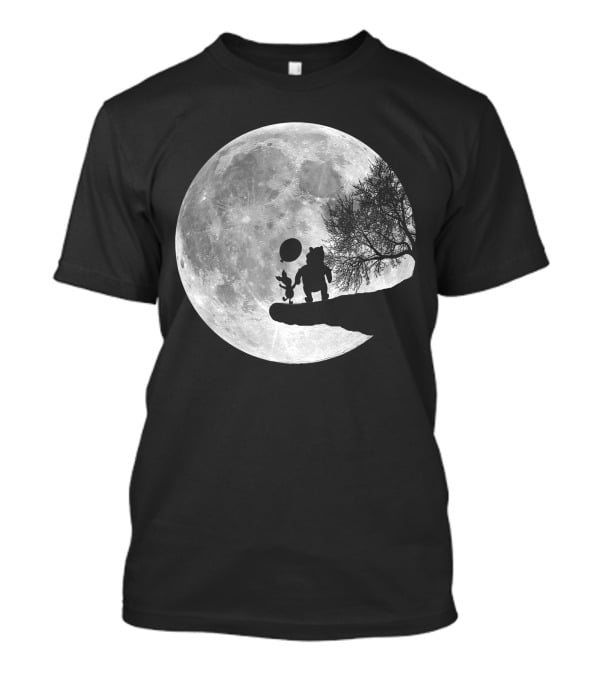 Pooh And Winnie Silhouettes Against Full Moon T-Shirt