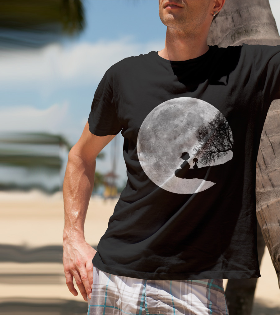 Snoopy And Charlie Moonlit Silhouette Pals On The Edge T-Shirt