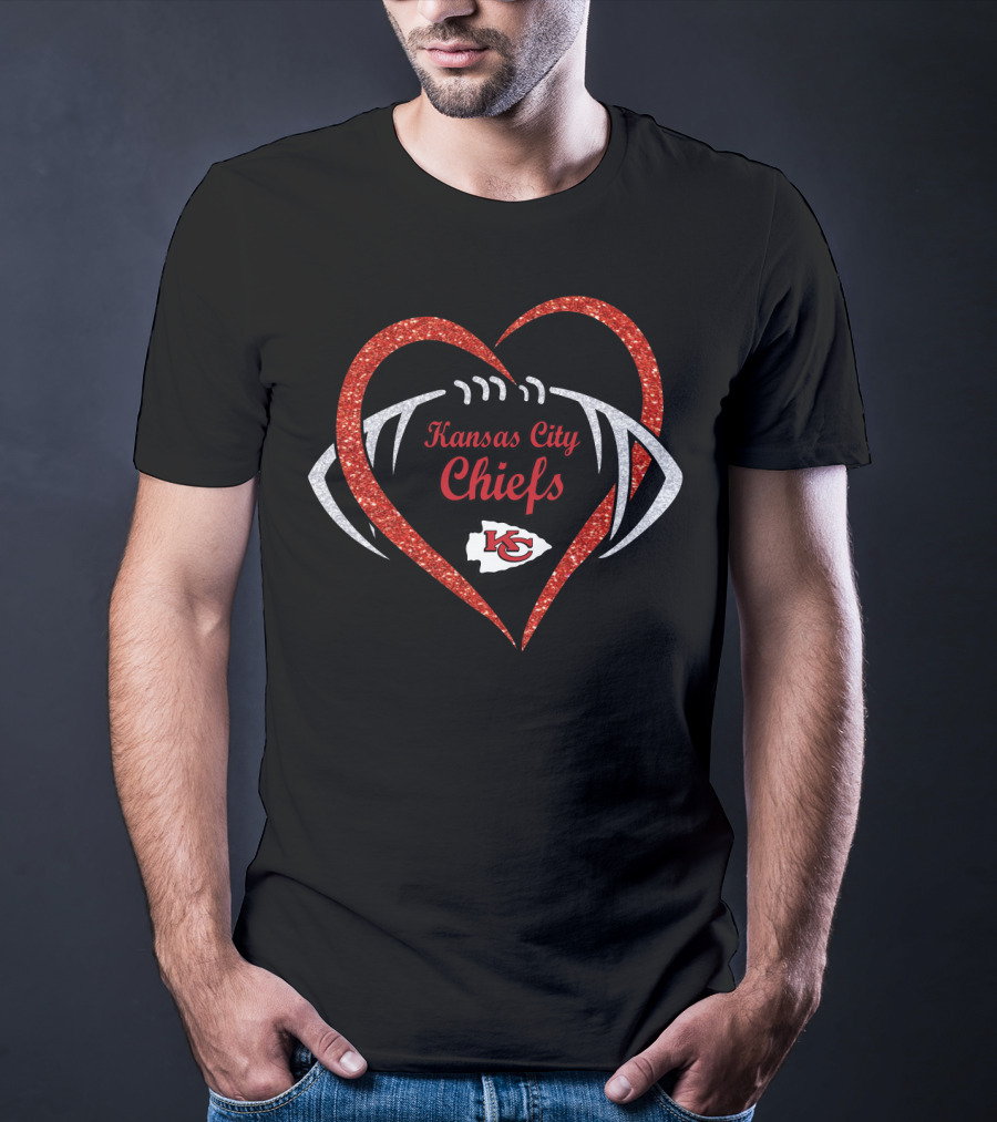 Kansas City Chiefs Heart Football T-Shirt