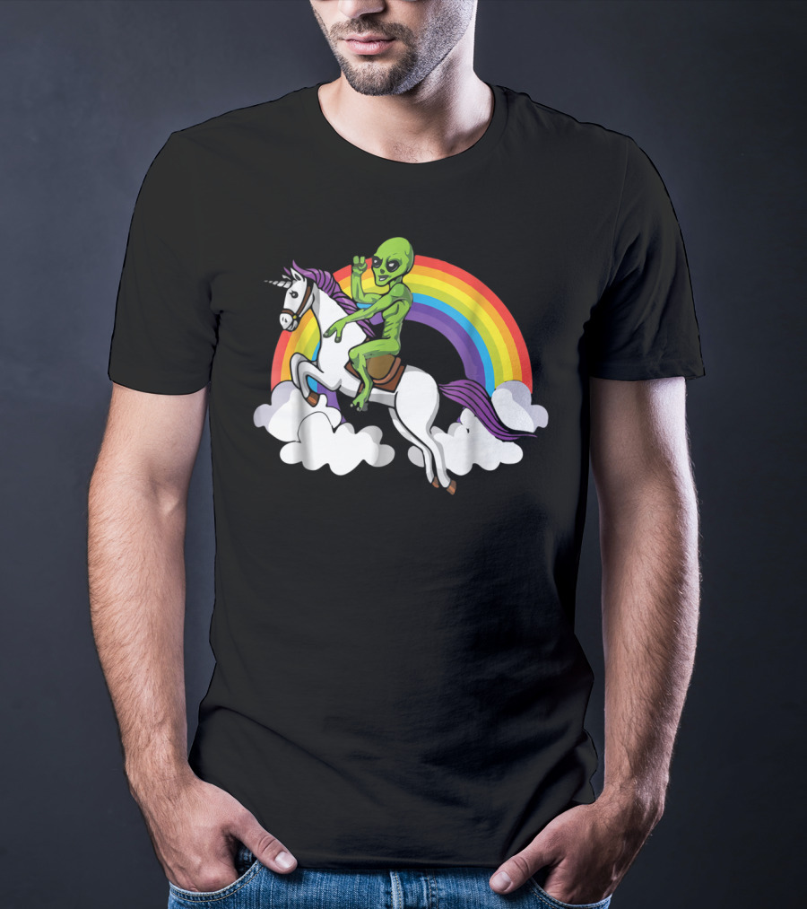 Alien Riding Unicorn T-Shirt