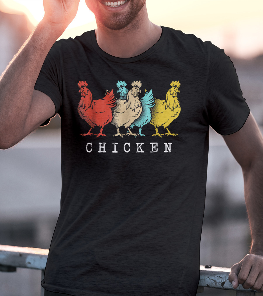 Chicken Vintage Funny Farm Poultry Farmer Rooster Retro Colorful T-Shirt