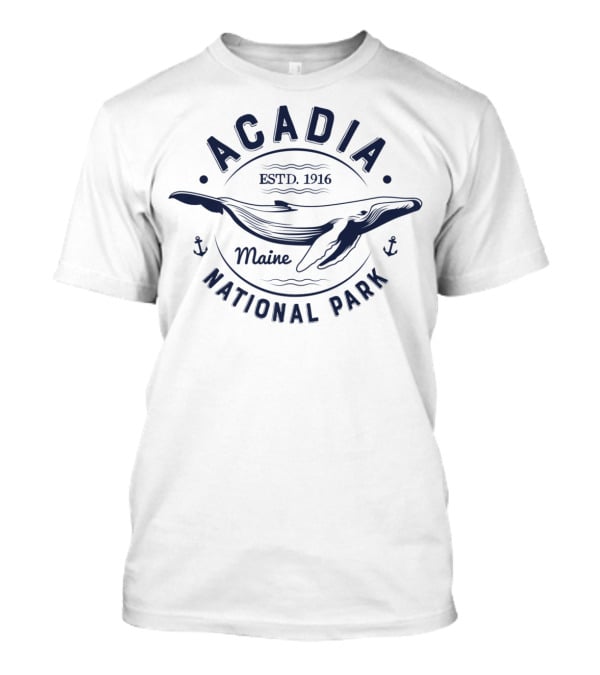 Acadia National Park Maine Estd 1916 Vintage Whale T-Shirt