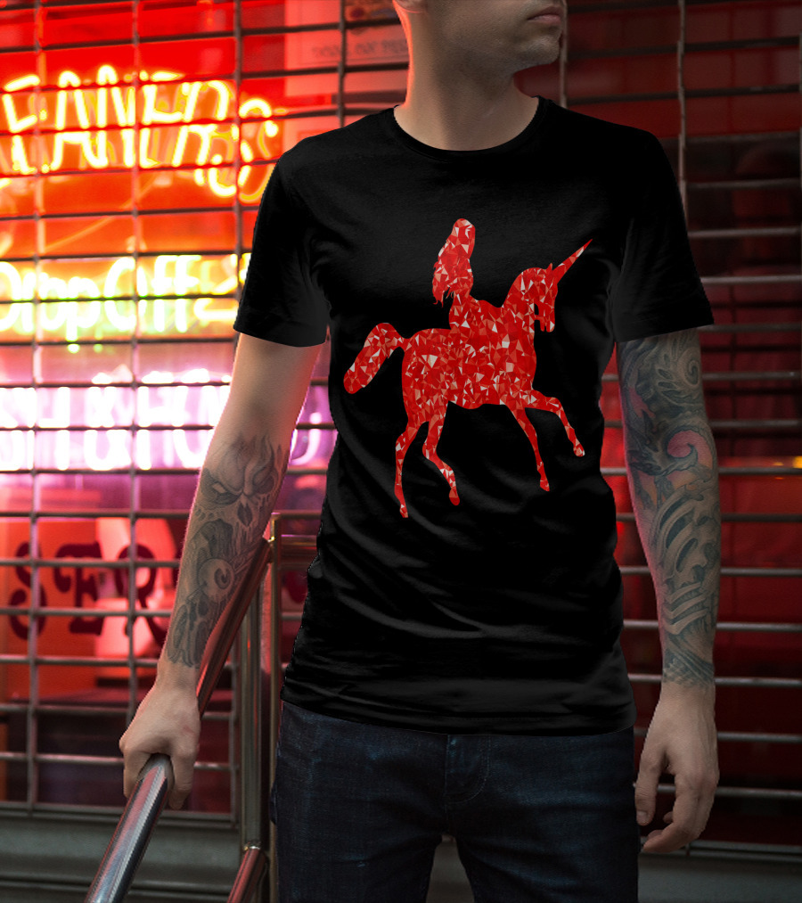 Animal Unicorn Sapphire Red Crystal T-Shirt