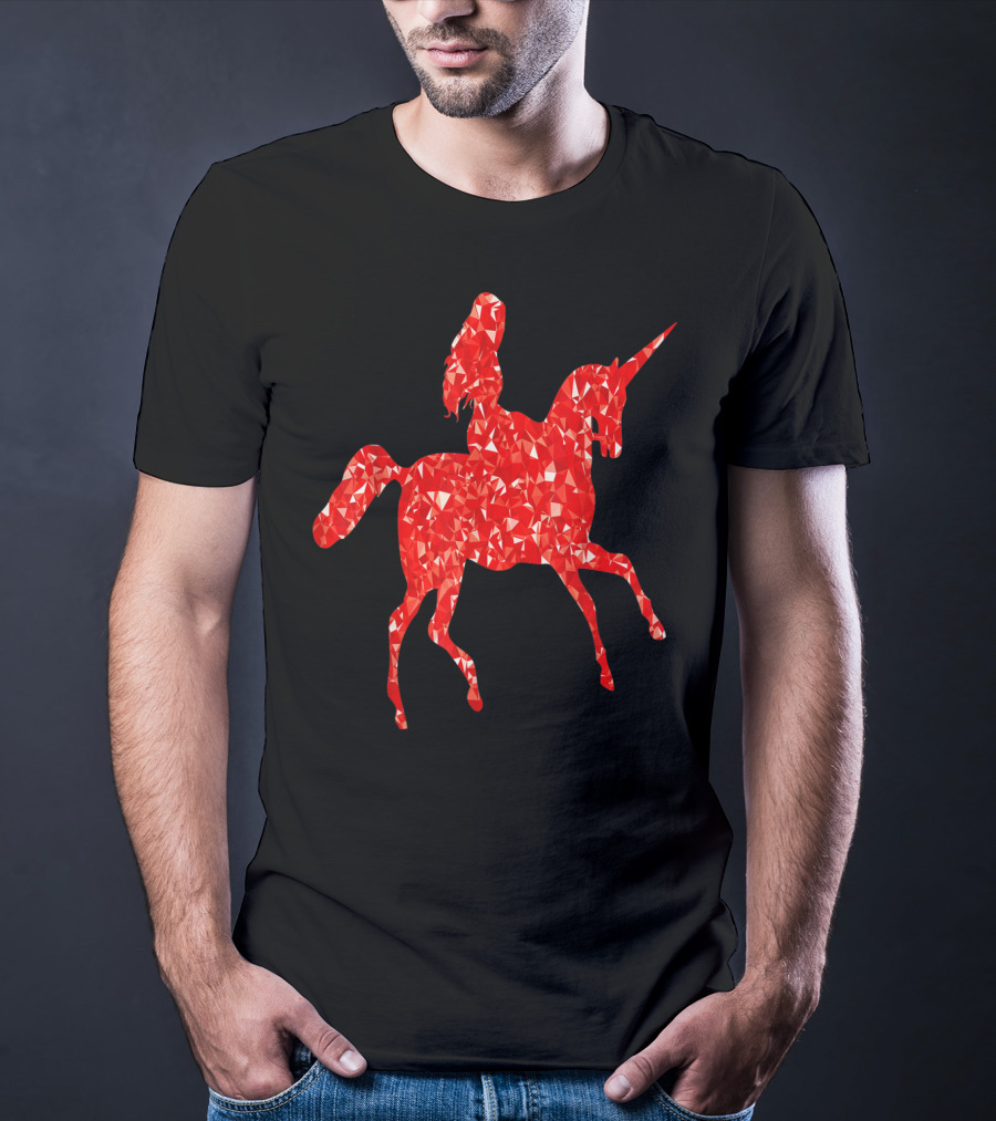 Animal Unicorn Sapphire Red Crystal T-Shirt