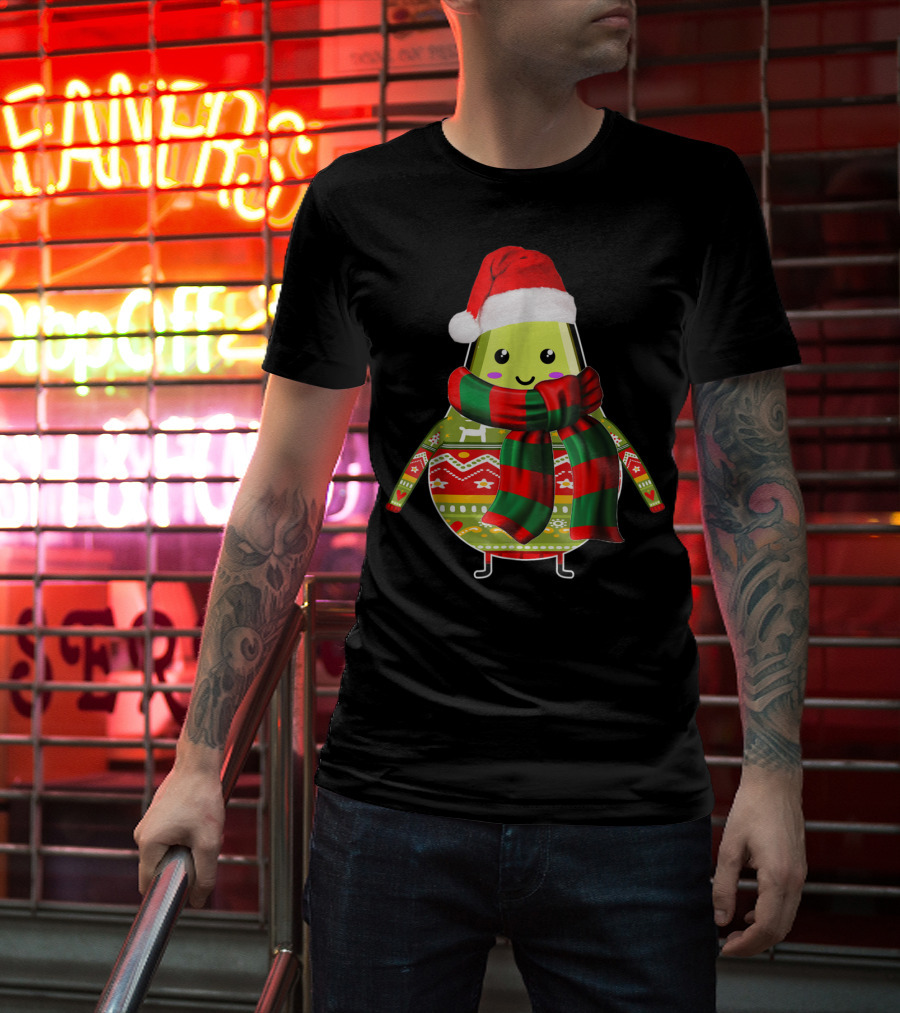 Avocado Ugly Christmas Cool Fruit Lover Santa Hat Holiday T-Shirt