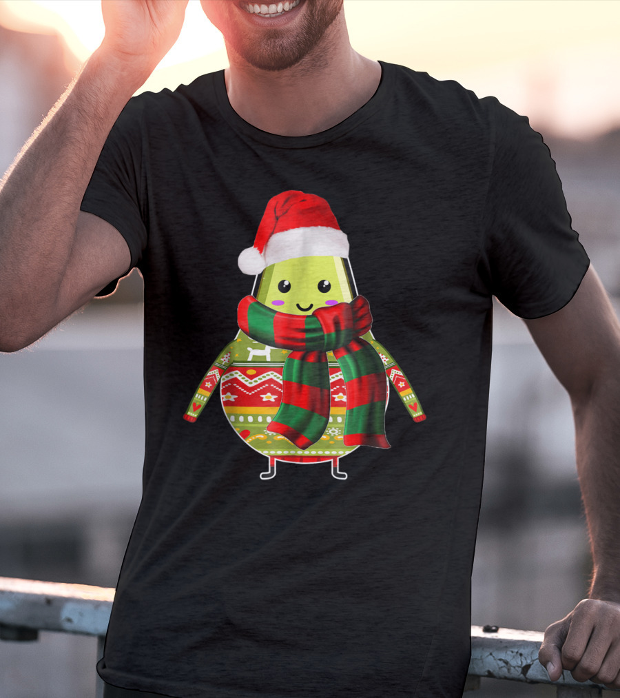 Avocado Ugly Christmas Cool Fruit Lover Santa Hat Holiday T-Shirt