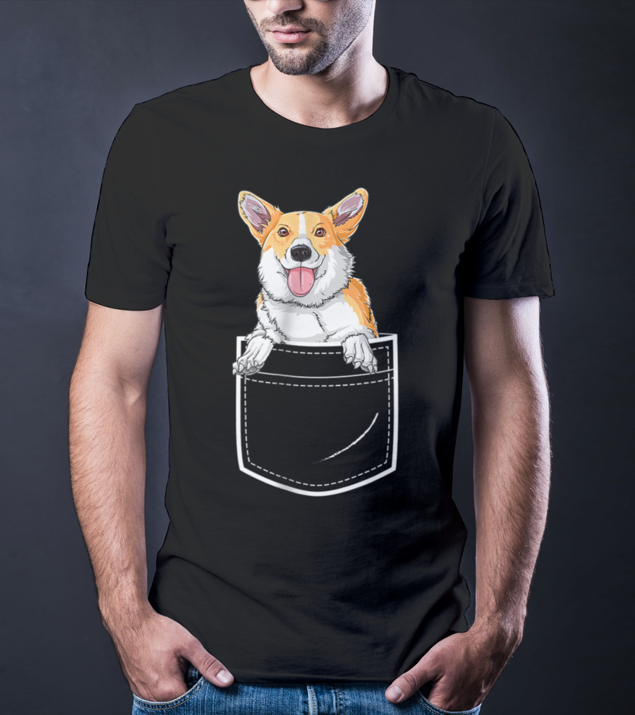 Corgi Puppy In Your Front Pocket For Men T-Shirt
