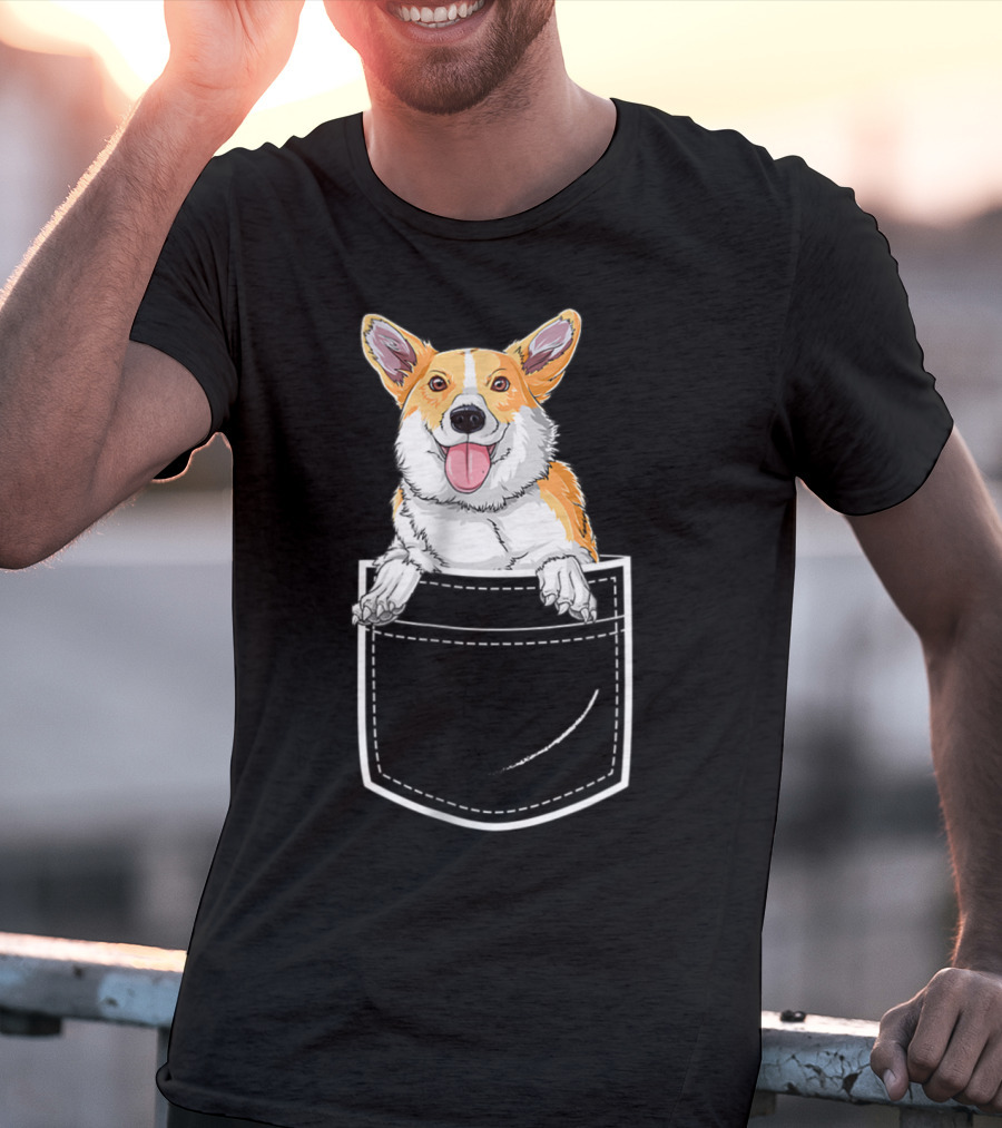 Corgi Puppy In Your Front Pocket For Men T-Shirt