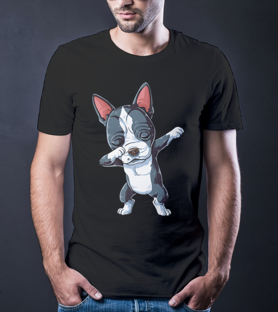 Dabbing Boston Terrier Boys Kids Dog Lover Dab T-Shirt