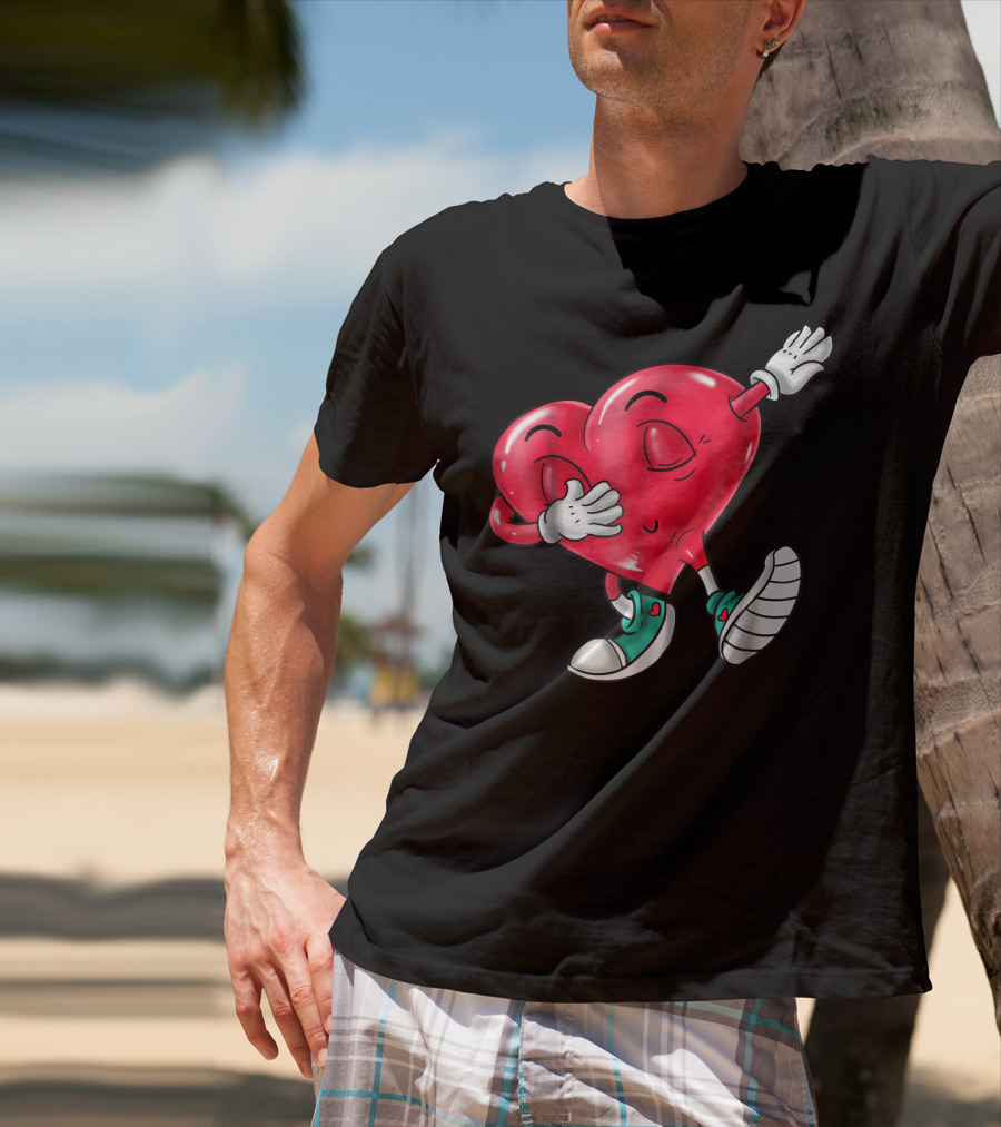 Dabbing Heart Valentine Kids Boys Love Day T-Shirt