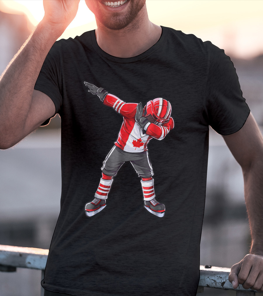 Dabbing Canada Flag Hockey Squad Boys Men Ice2 T-Shirt