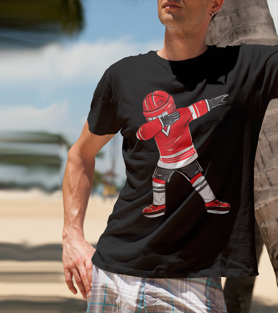 Dabbing Ice Hockey Funny Dab Squad Red Jersey T-Shirt