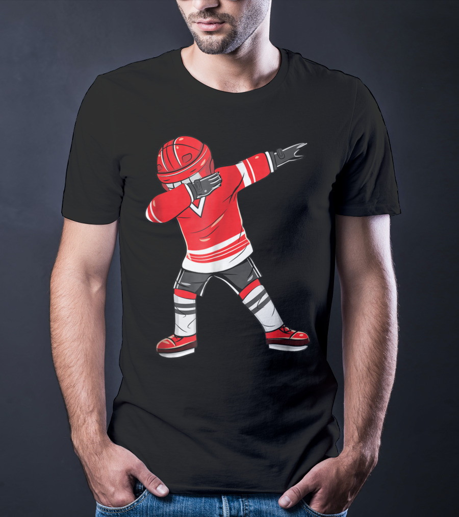 Dabbing Ice Hockey Funny Dab Squad Red Jersey T-Shirt