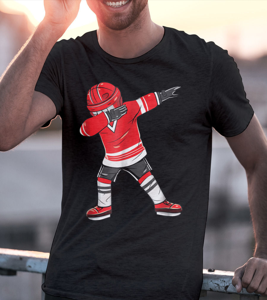 Dabbing Ice Hockey Funny Dab Squad Red Jersey T-Shirt