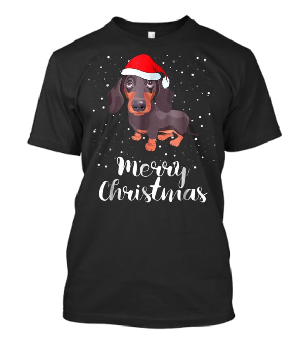Merry Christmas Dachshund Santa Hat Matching Family Group T-Shirt