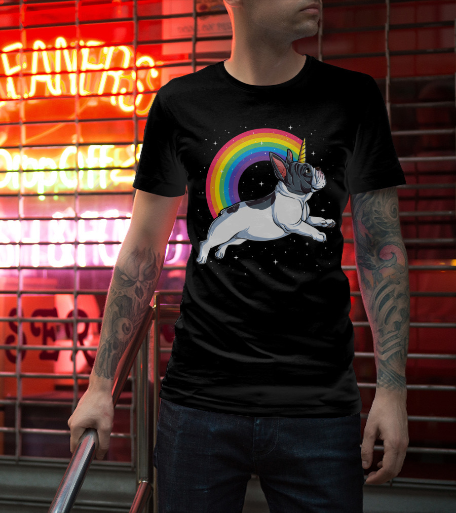 French Bulldog Unicorn Rainbow Galaxy Frenchicorn Kids Space Adventure T-Shirt