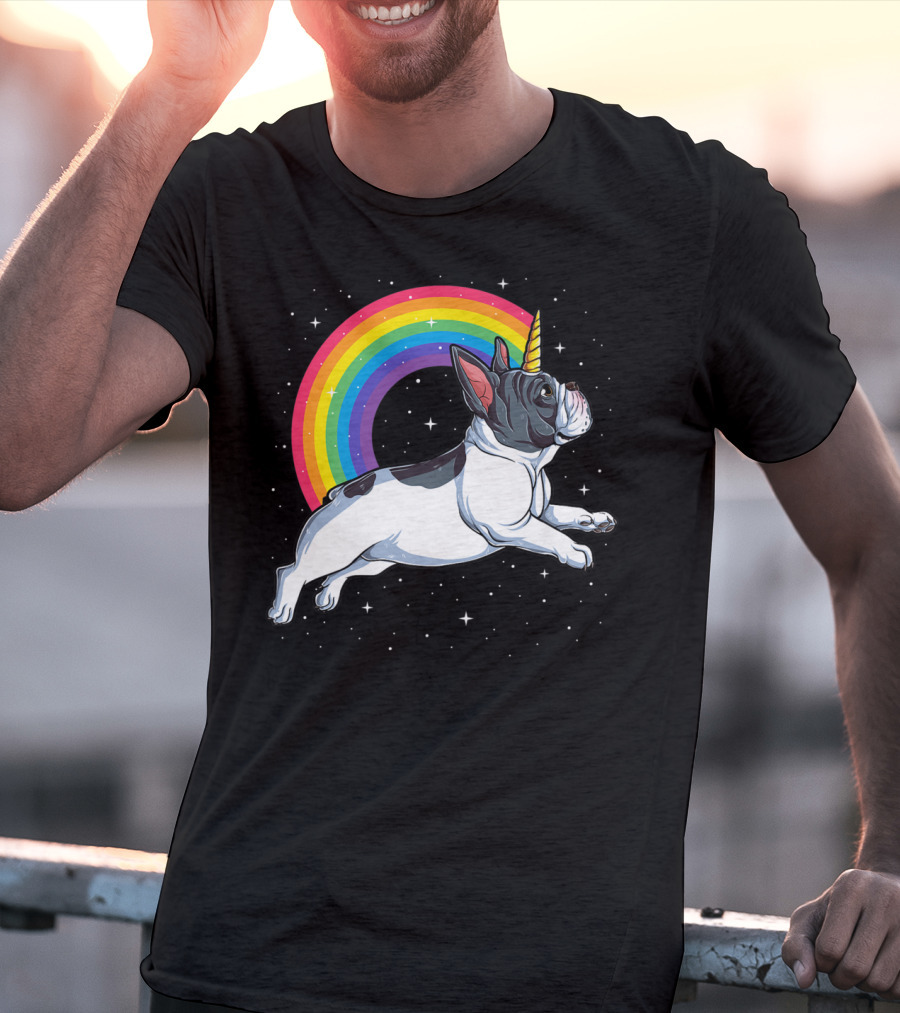 French Bulldog Unicorn Rainbow Galaxy Frenchicorn Kids Space Adventure T-Shirt