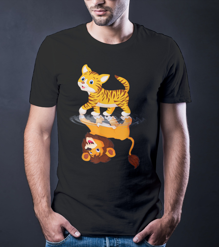 Funny Cat Lover Bengal Cat Reflection As Bengal Tiger T-Shirt