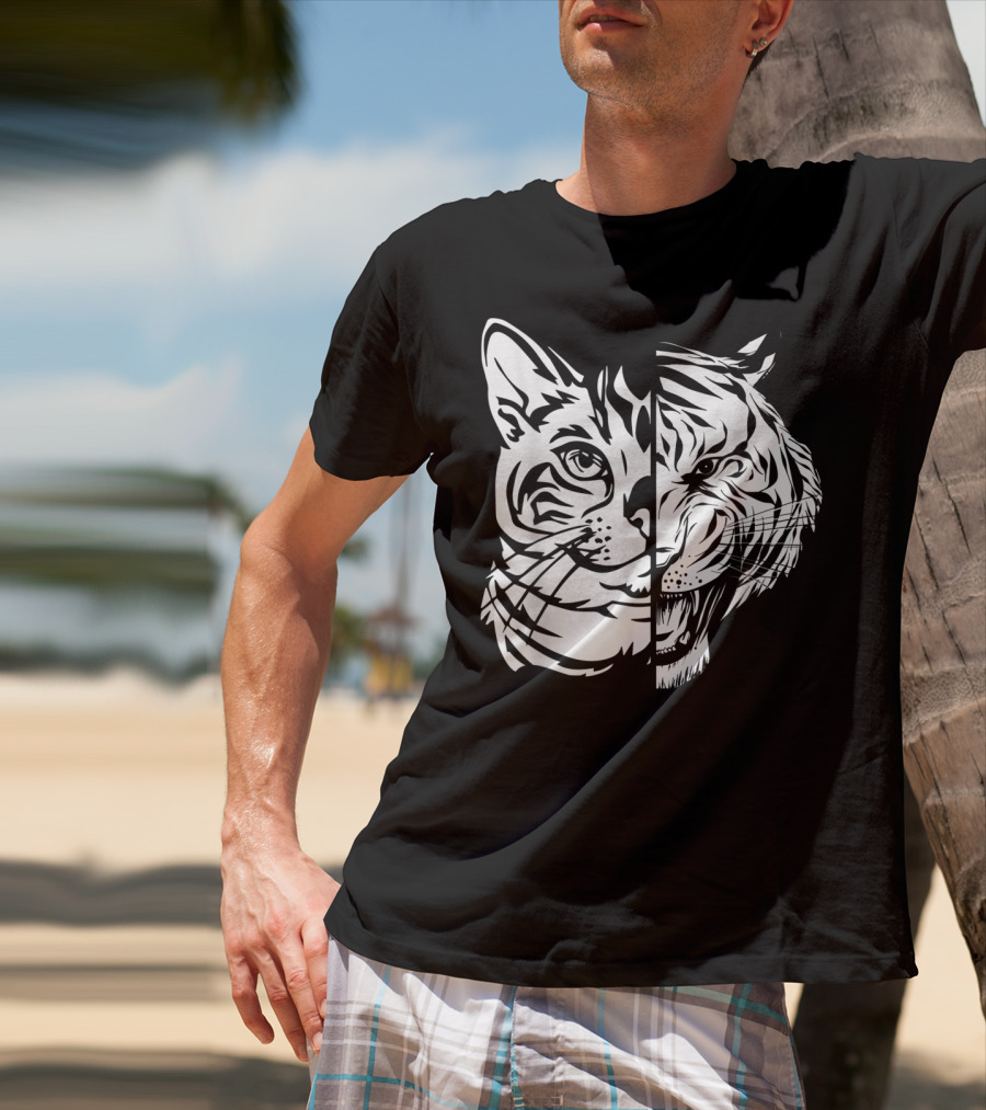 Funny Cat Lover Bengal Cat Shadow Bengal Tiger Fusion T-Shirt