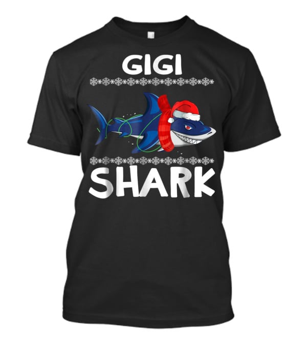 Gigi Shark Christmas Santa Hat Ugly T-Shirt