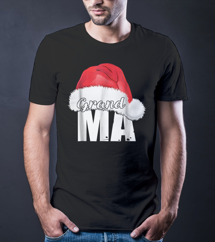 Grandma Christmas Santa Hat Family T-Shirt