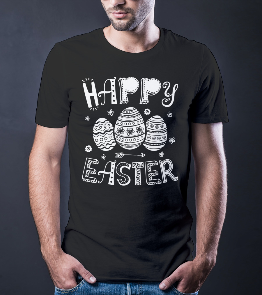 Happy Easter Women Men Kids Bunny Eggs4 With Decorative Easter Eggs And Arrow T-Shirt