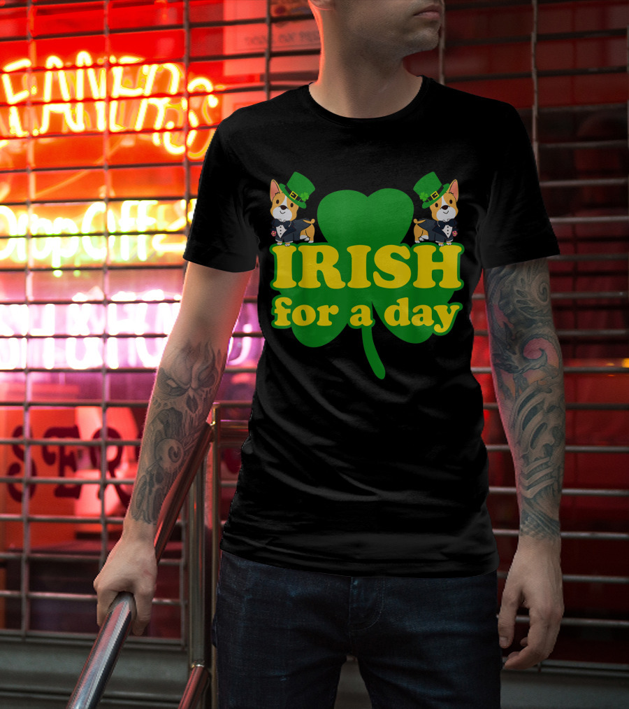 Irish For A Day Shamrock Pembroke Welsh Corgi T-Shirt