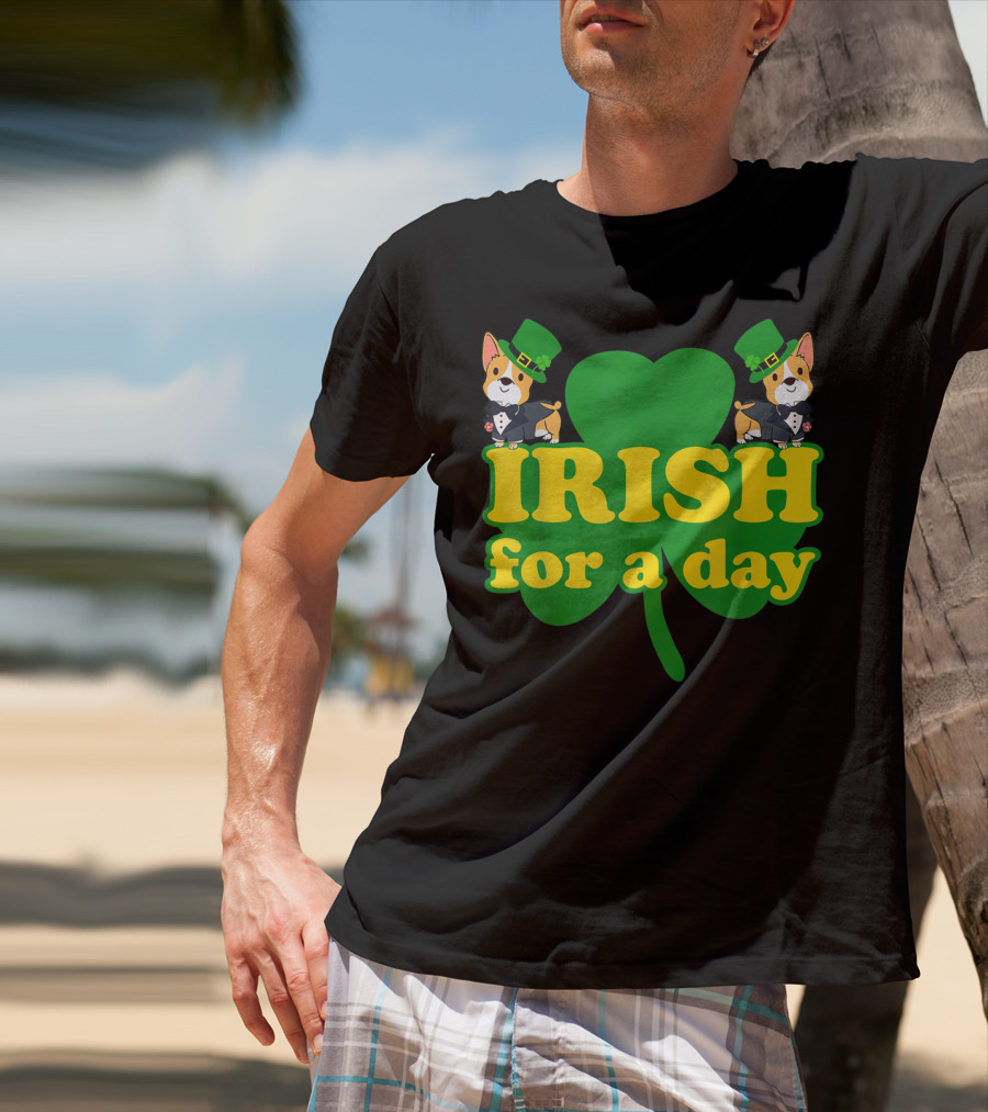 Irish For A Day Shamrock Pembroke Welsh Corgi T-Shirt