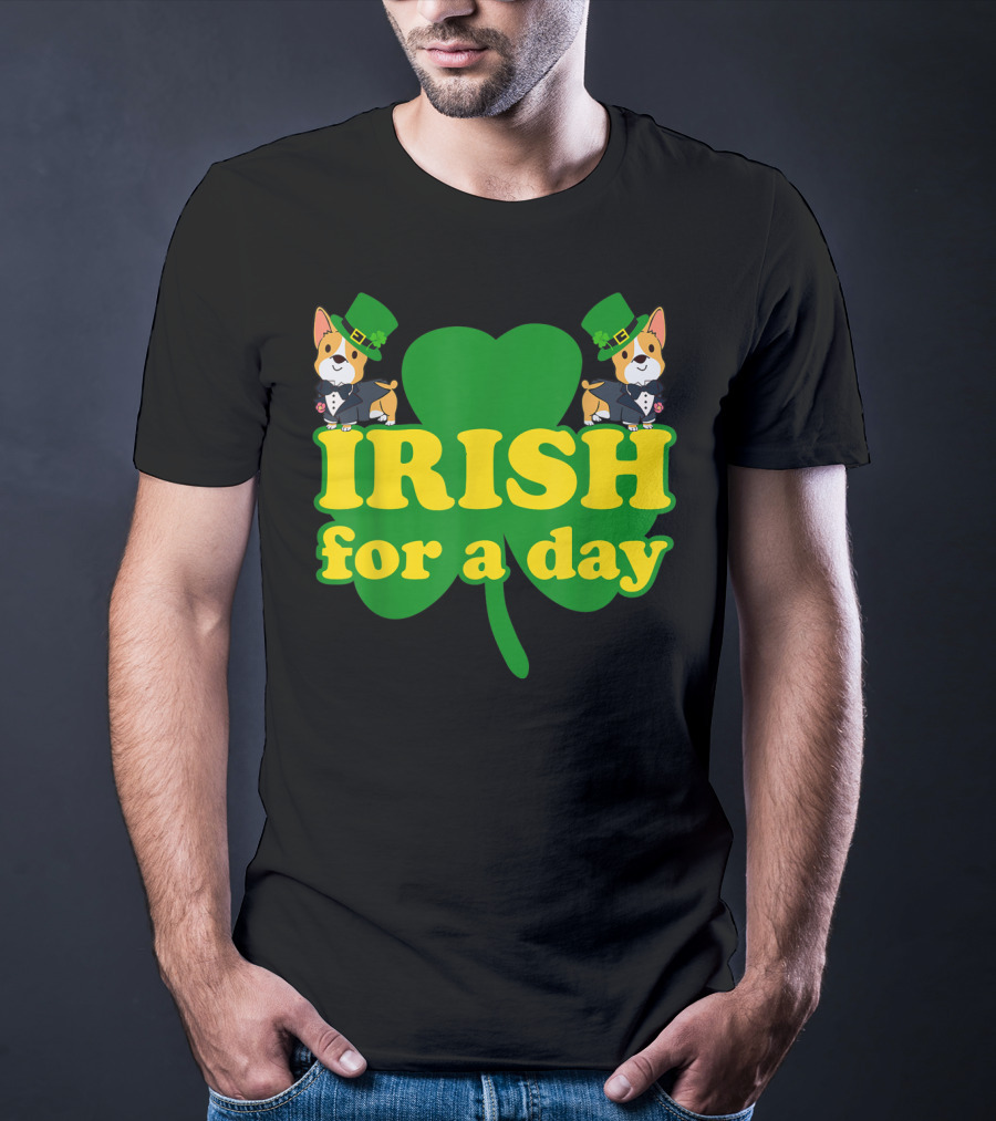 Irish For A Day Shamrock Pembroke Welsh Corgi T-Shirt