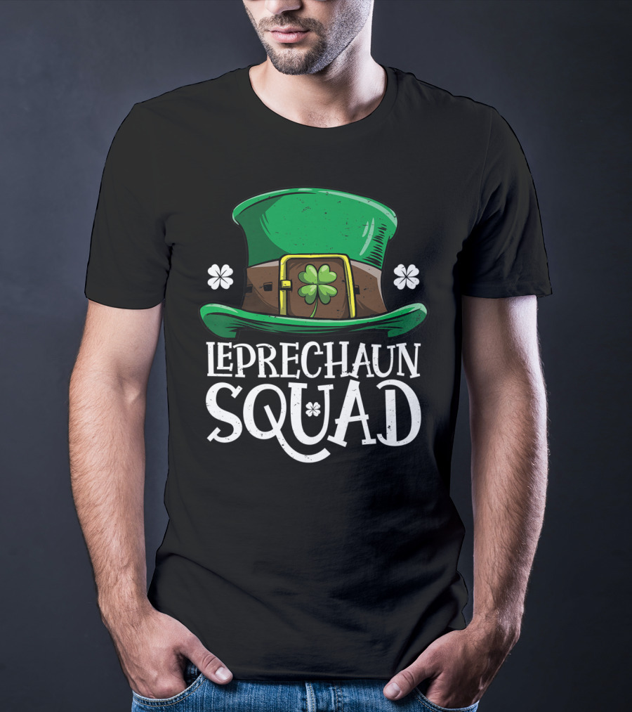Leprechaun Squad St Patricks Day Costume12 Green Hat Clover Shamrock T-Shirt
