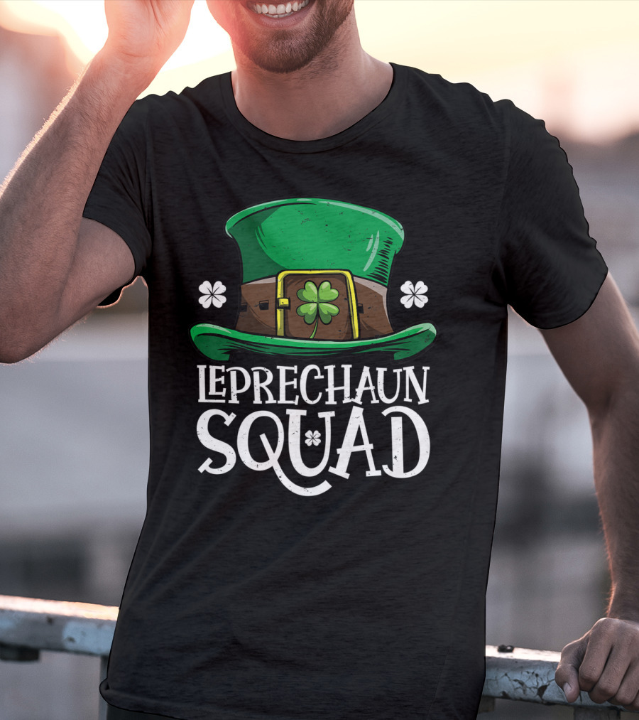 Leprechaun Squad St Patricks Day Costume12 Green Hat Clover Shamrock T-Shirt