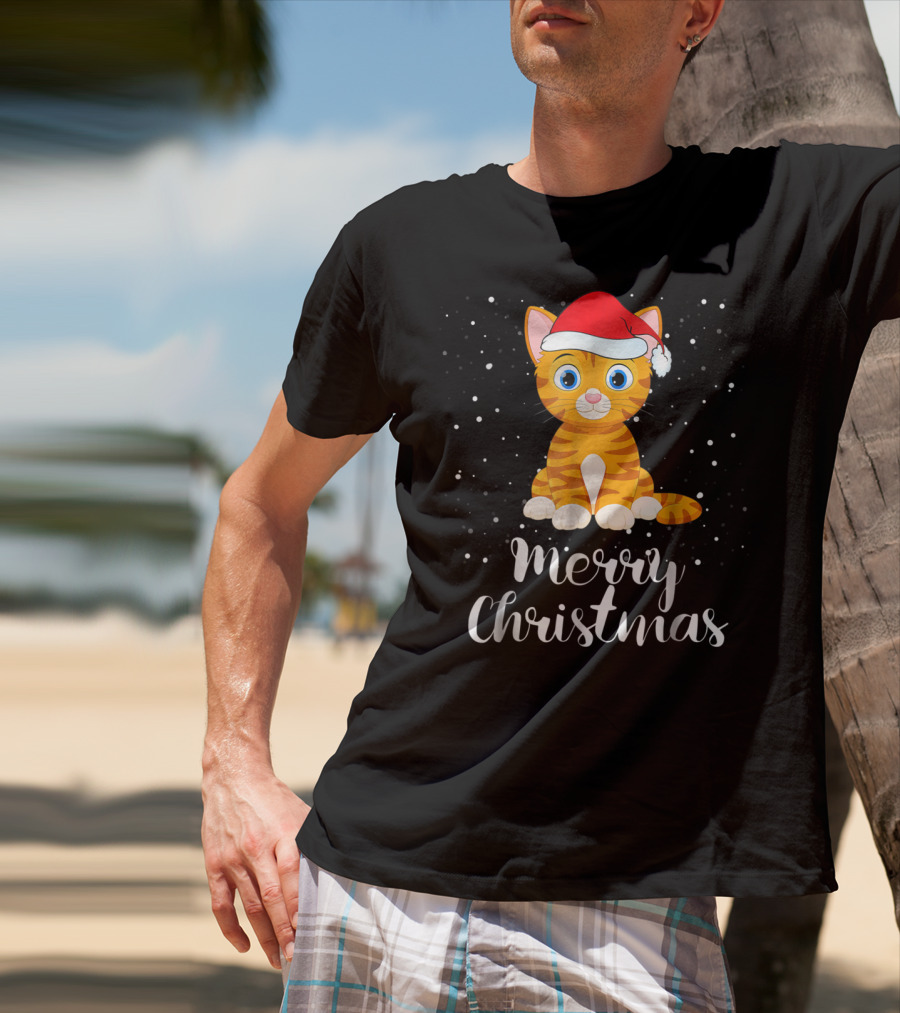Merry Christmas Cat Funny Christmas Matching Family Group T-Shirt