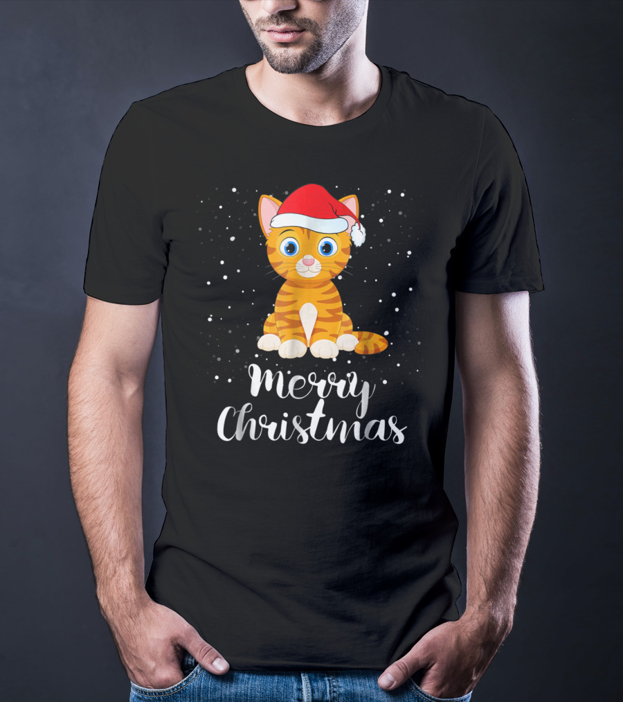 Merry Christmas Cat Funny Christmas Matching Family Group T-Shirt