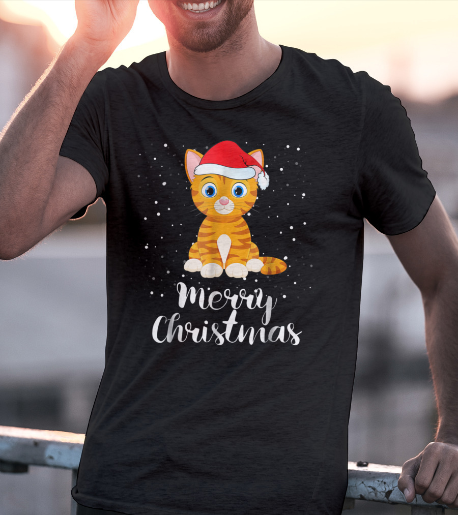 Merry Christmas Cat Funny Christmas Matching Family Group T-Shirt