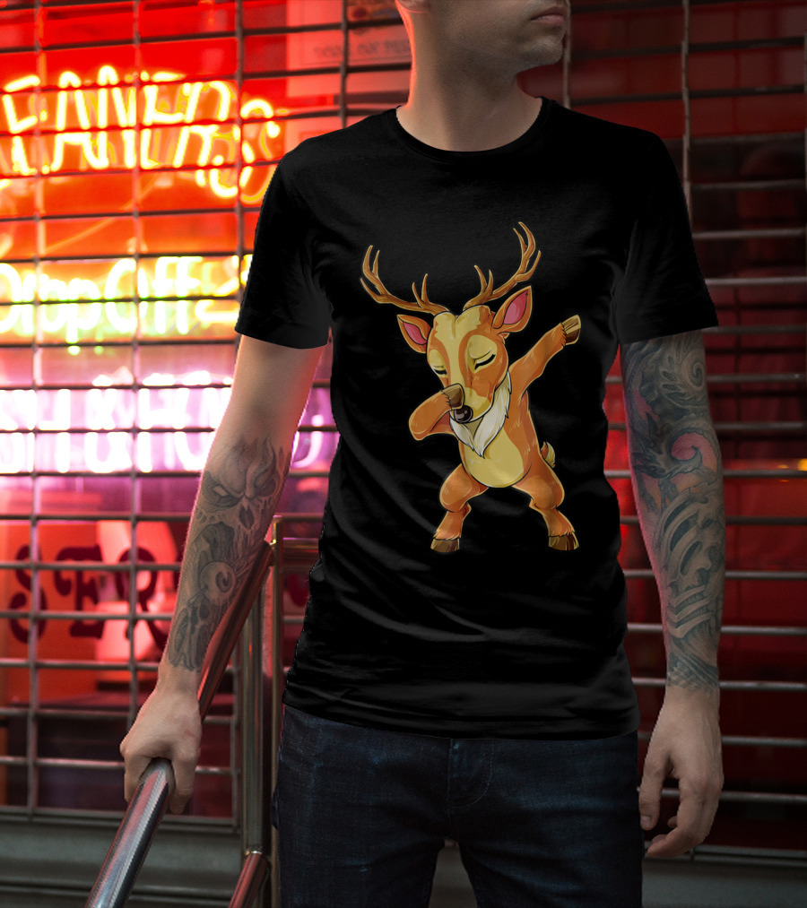 Christmas Reindeer Dabbing Boys Fun T-Shirt