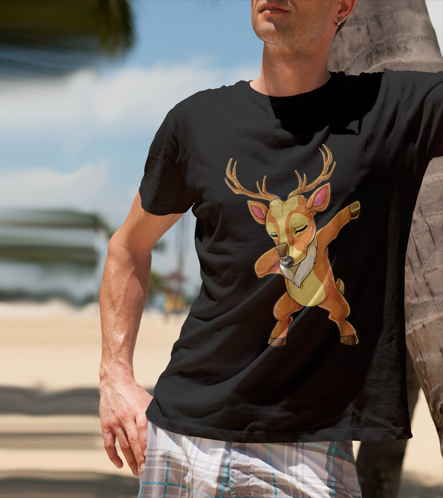 Christmas Reindeer Dabbing Boys Fun T-Shirt