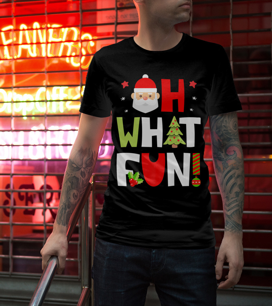 Christmas Kids Boys Oh What Fun Santa Xmas Tree T-Shirt