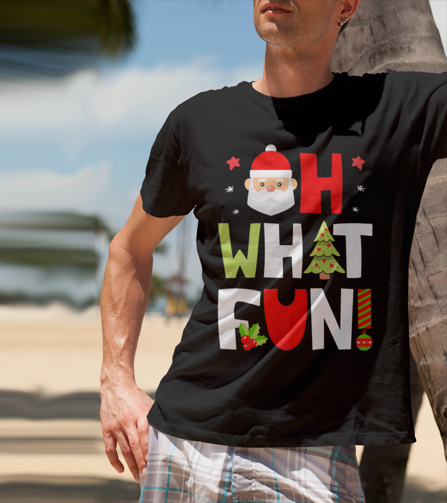 Christmas Kids Boys Oh What Fun Santa Xmas Tree T-Shirt