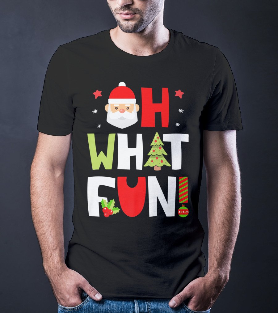 Christmas Kids Boys Oh What Fun Santa Xmas Tree T-Shirt