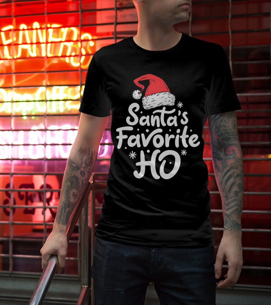 Santa's Favorite Ho Christmas Women Santa Hat T-Shirt
