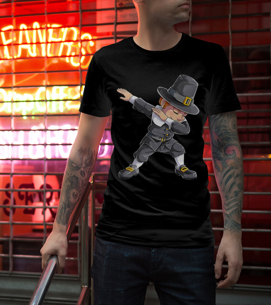 Thanksgiving Dabbing Pilgrim Boy Dab Pose T-Shirt